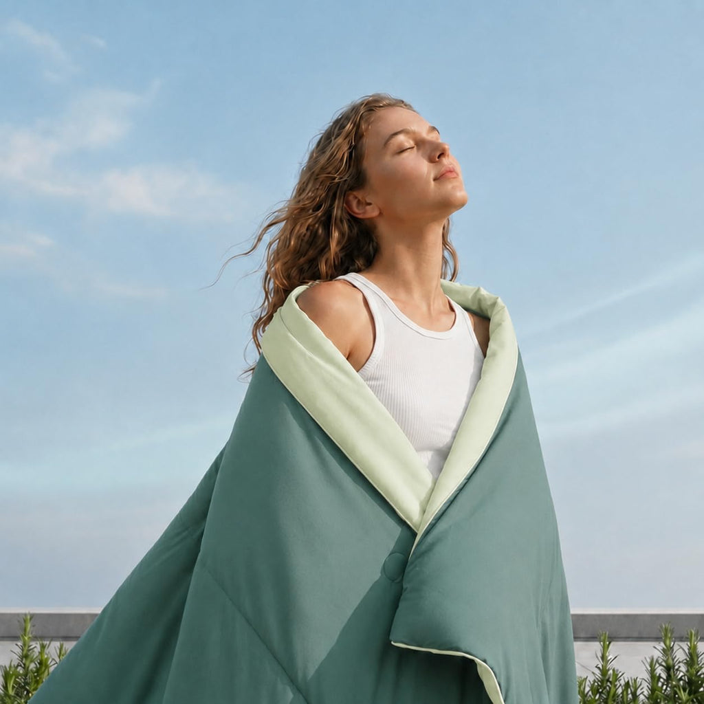 Eastsora Lightweight Cooling Comforter — Green, Queen (90 x 90 in) — image 8