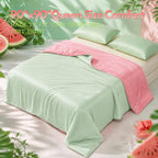 Eastsora Reversible Cooling Comforter — Pink & green, Queen (90 x 90 in) — image 2