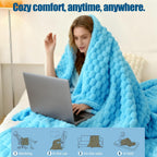 Eastsora Ribbed Plush Heated Blanket — Blue, Single - 50" x 60" — image 5