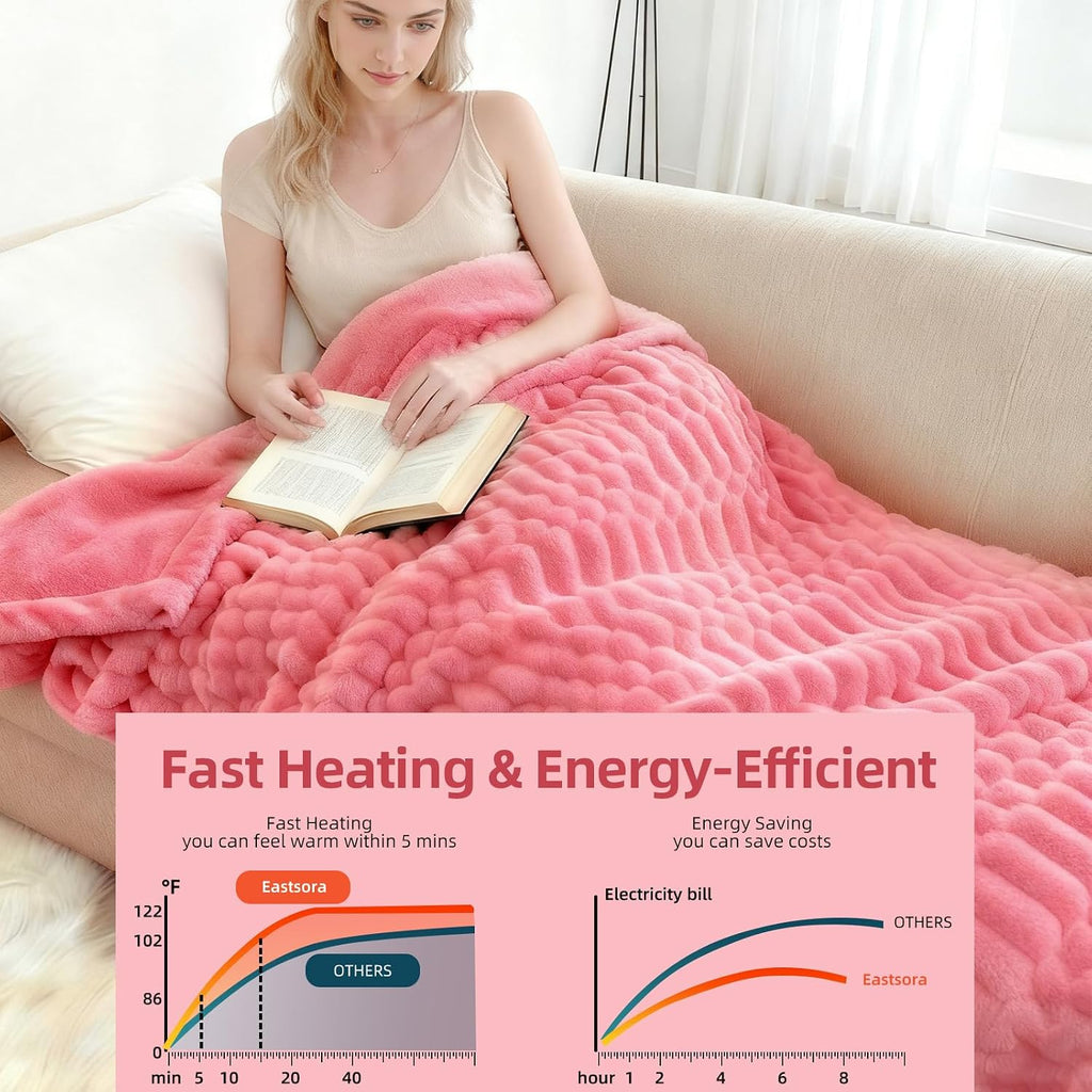 Eastsora Turtle Shell Textured Heated Blanket — Pink, Throw(50" x 60") — image 3