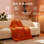 Eastsora Waffle Textured Heated Blanket — Orange, Single(50"x60") — image 6