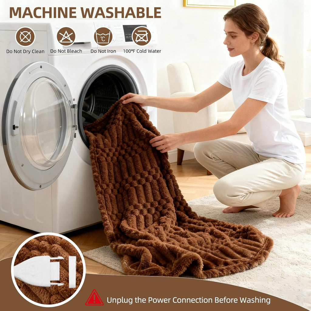 Eastsora Turtle Shell Textured Heated Blanket — Brown, Throw(50" x 60") — image 7