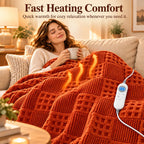 Eastsora Waffle Textured Heated Blanket — Sunset Orange, Single(50"x60") — image 4