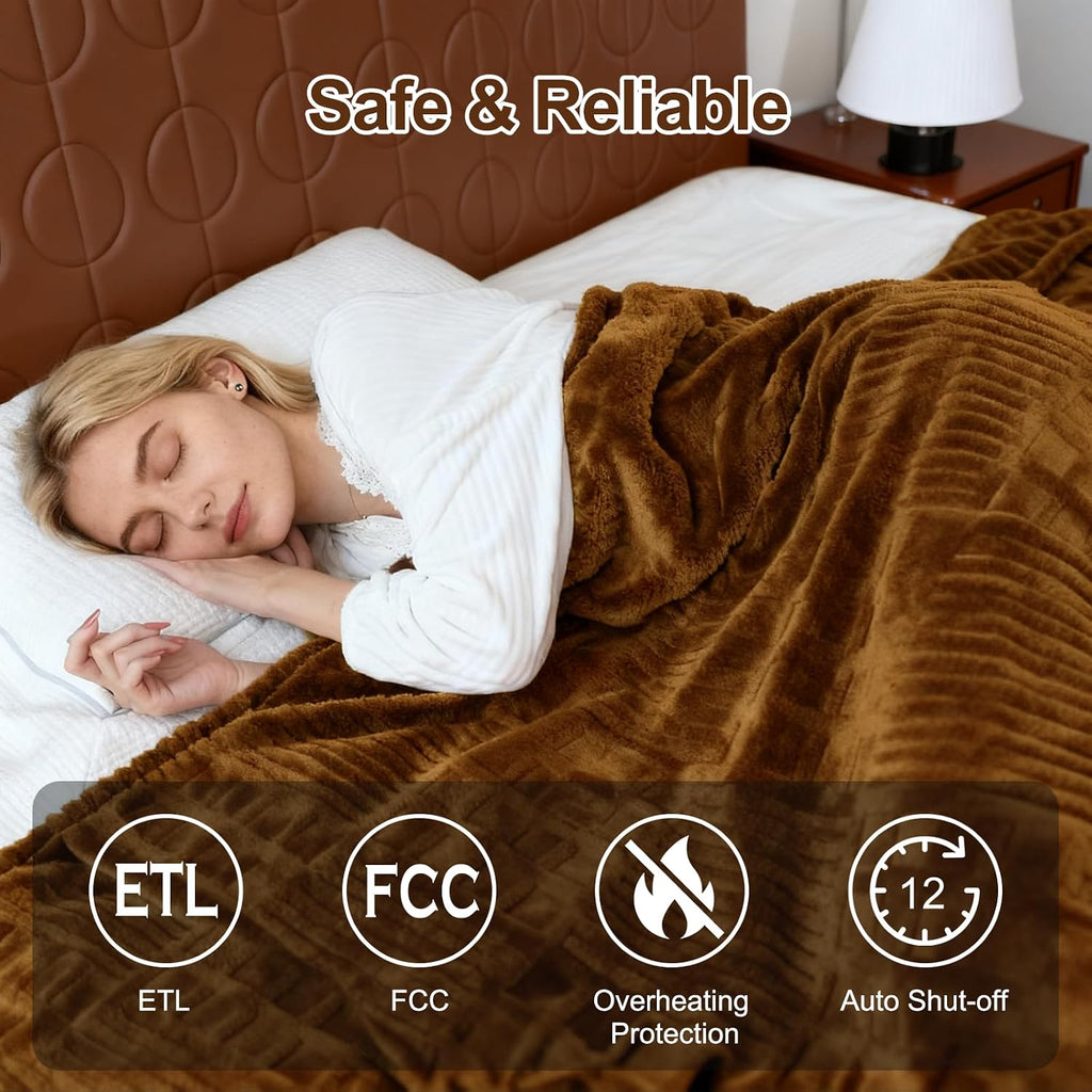 Eastsora Waffle Fleece Heated Blanket — Light Gray, King(90"x100") — image 5