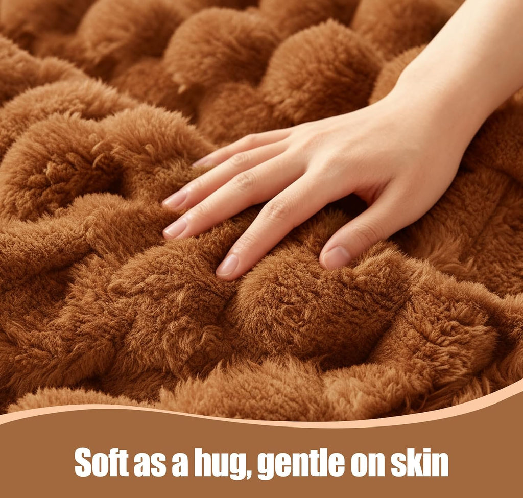 Eastsora Ribbed Plush Heated Blanket — Camel, Single - 50" x 60" — image 7