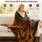 Eastsora Two-Tone Heated Blanket — Brown & Gray, Single(50"x60") — image 6