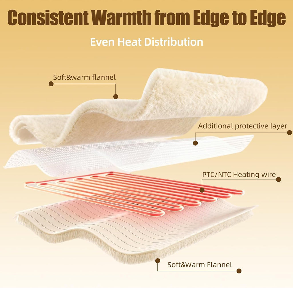 Eastsora Ribbed Plush Heated Blanket — White, Single - 50" x 60" — image 3
