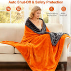 Eastsora Ribbed Plush Heated Blanket — Orange, Single - 50" x 60" — image 6