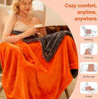 Eastsora Ribbed Plush Heated Blanket — Orange, Single - 50" x 60" — image 5