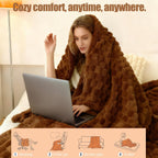 Eastsora Ribbed Plush Heated Blanket — Camel, Single - 50" x 60" — image 6