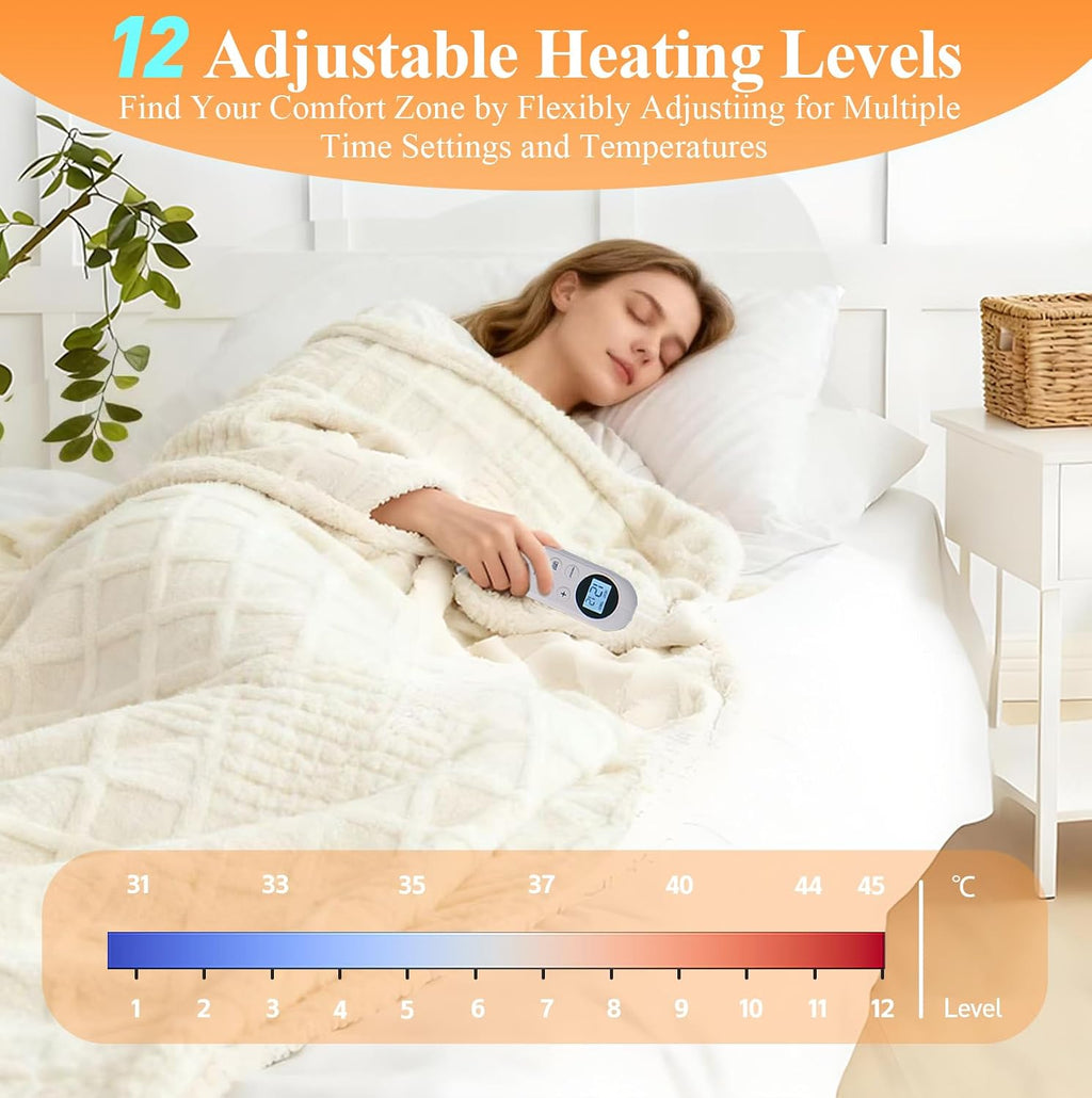 Eastsora Waffle Textured Heated Blanket — Milky White, Single(50"x60") — image 2
