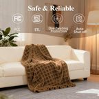 Eastsora Waffle Fleece Heated Blanket — Brown, Throw(50"x60") — image 7