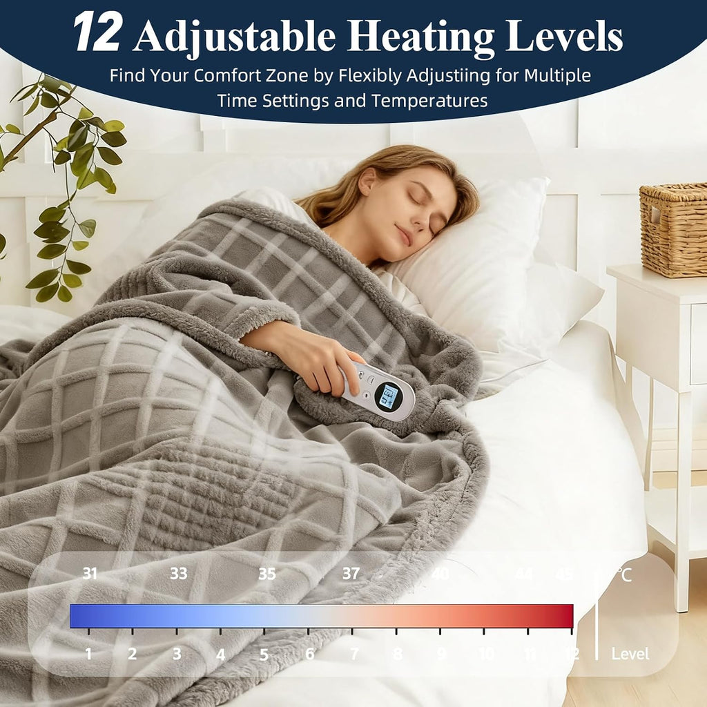 Eastsora Waffle Textured Heated Blanket — Light Gray, Single(50"x60") — image 2