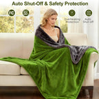 Eastsora Two-Tone Heated Throw Blanket — Lime Green & Gray, Single (50''x60'') — image 6