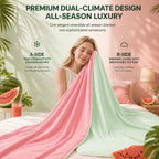 Eastsora Reversible Cooling Comforter — Pink & green, Queen (90 x 90 in) — image 5