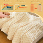 Eastsora Ribbed Plush Heated Blanket — White, Single - 50" x 60" — image 4