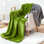 Eastsora Two-Tone Heated Throw Blanket — Lime Green & Gray, Single (50''x60'') — image 1