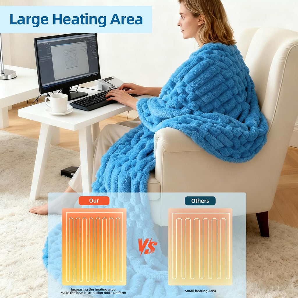 Eastsora Turtle Shell Textured Heated Blanket — Blue, Throw(50" x 60") — image 8