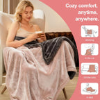 Eastsora Ribbed Plush Heated Blanket — Pink & gray, Single - 50" x 60" — image 5