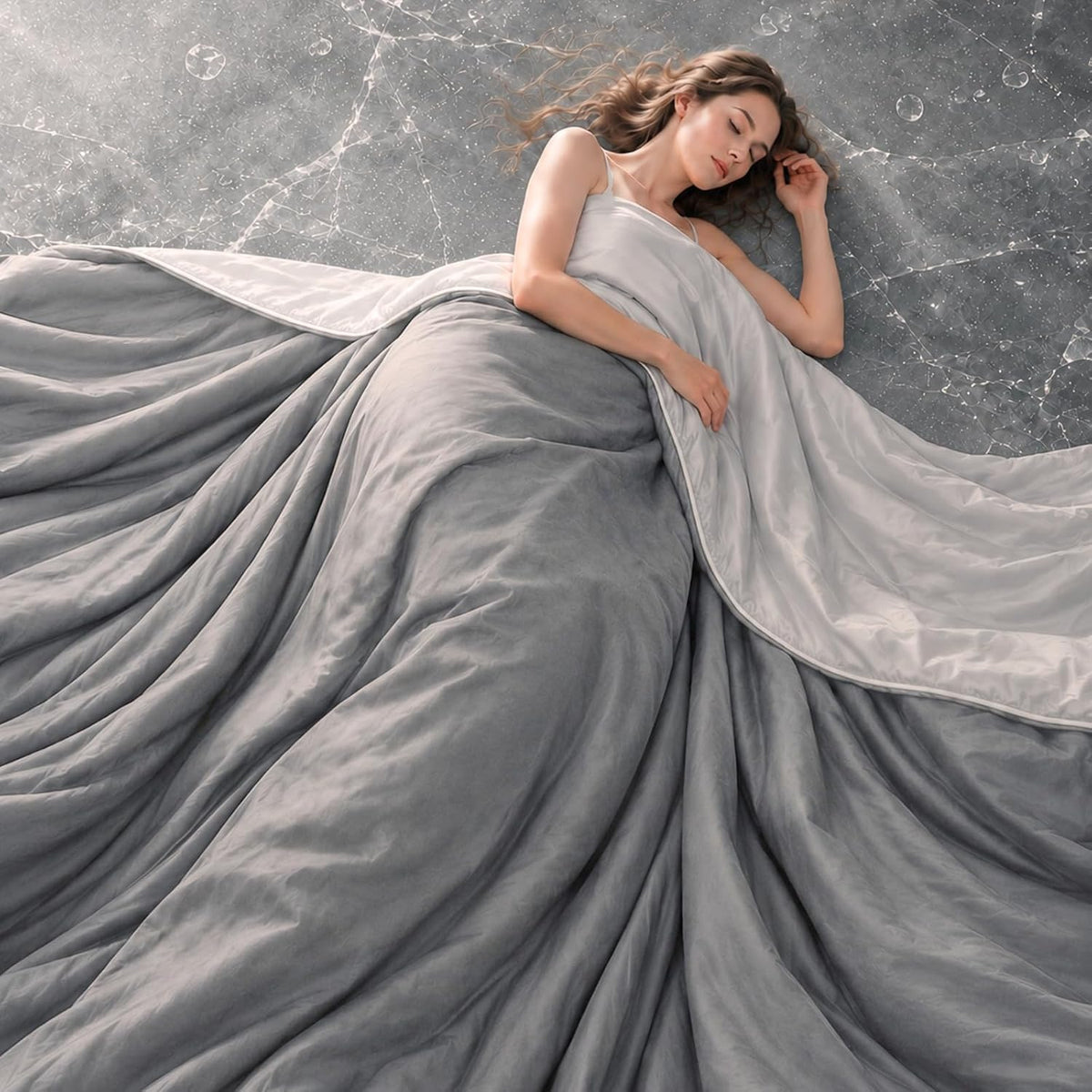 Eastsora Reversible Cooling Comforter — Gray, Queen (90 x 90 in) — image 9