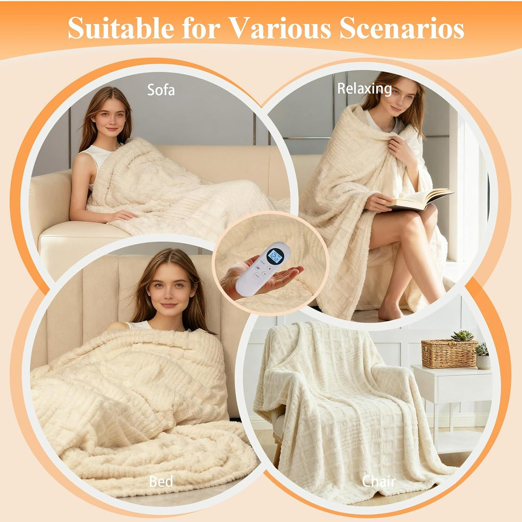 Eastsora Waffle Textured Heated Blanket — Milky White, Single(50"x60") — image 8
