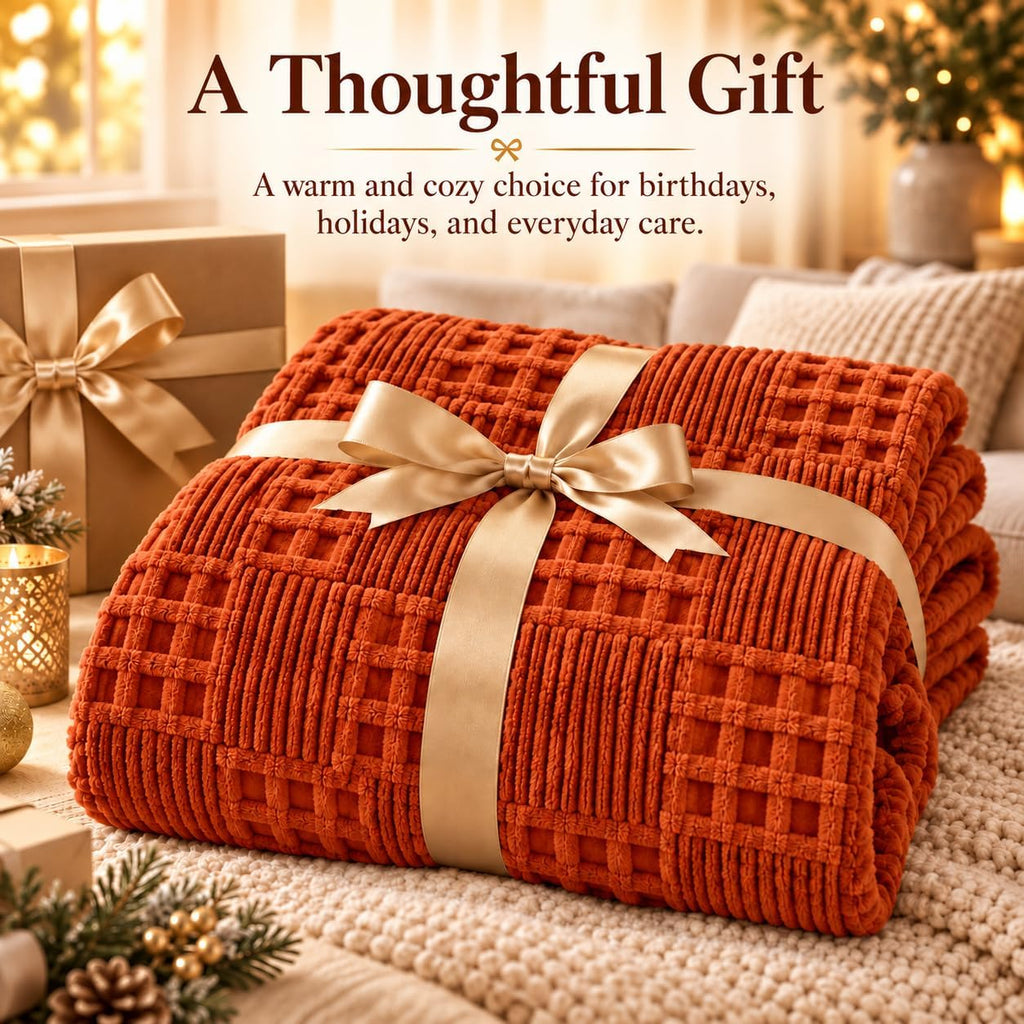 Eastsora Waffle Textured Heated Blanket — Sunset Orange, Single(50"x60") — image 7