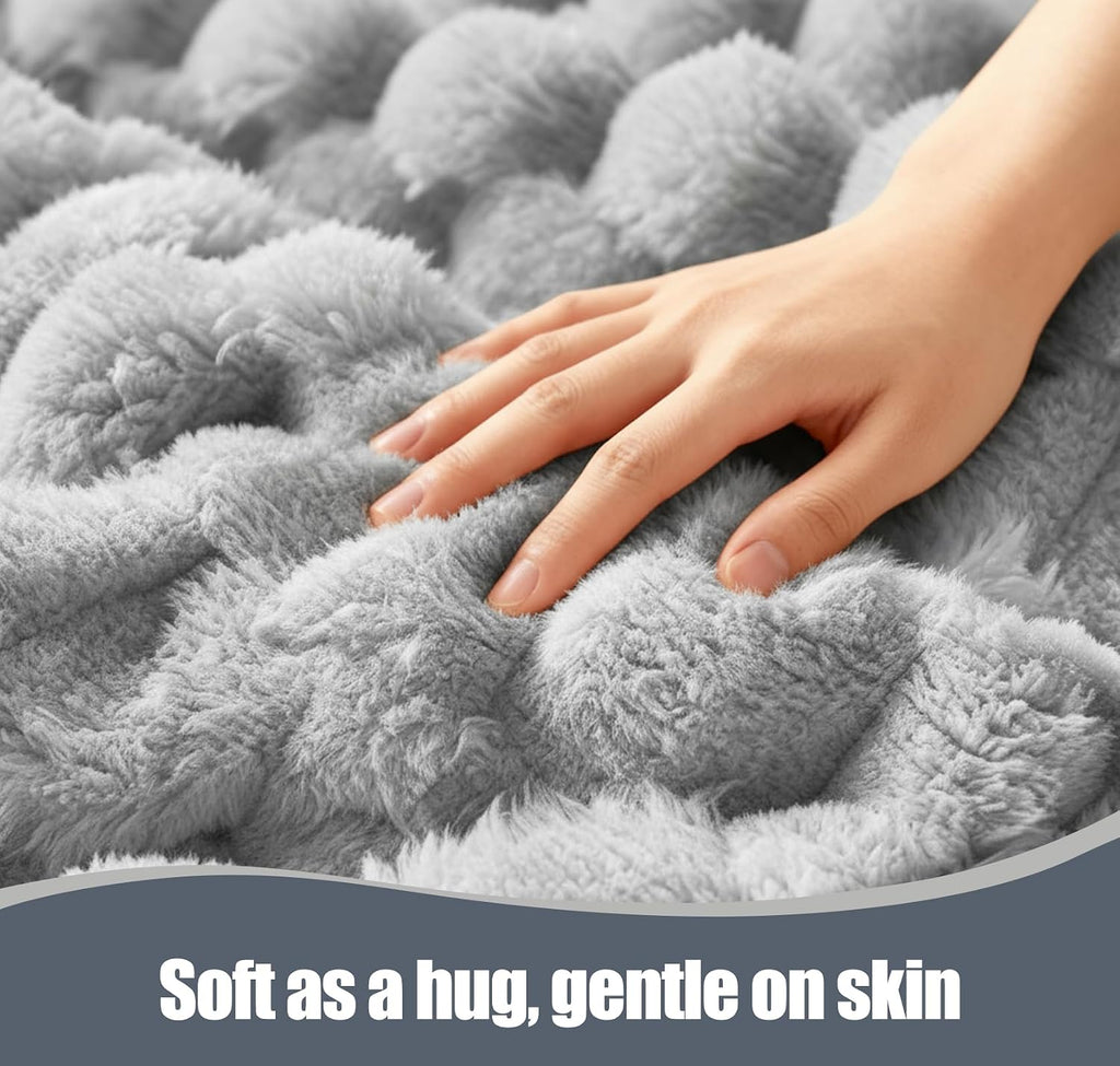 Eastsora Ribbed Plush Heated Blanket — Gray, Single - 50" x 60" — image 5