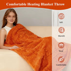 Eastsora Waffle Textured Heated Blanket — Orange, Single(50"x60") — image 4