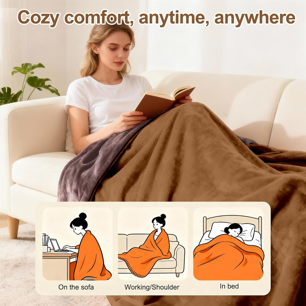 Eastsora Two-Tone Heated Blanket — Brown & Gray, King Size (90"x100") — image 5