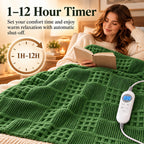 Eastsora Waffle Textured Heated Blanket — Bamboo Green, Single(50"x60") — image 2