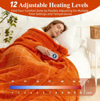 Eastsora Waffle Textured Heated Blanket — Orange, Single(50"x60") — image 2