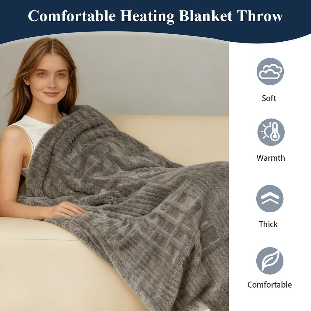 Eastsora Waffle Textured Heated Blanket — Light Gray, Single(50"x60") — image 3