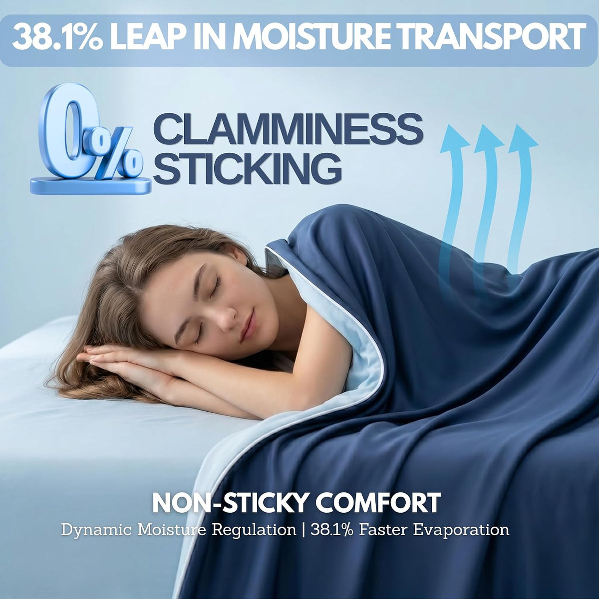Eastsora Lightweight Cooling Comforter — Blue, Queen (90 x 90 in) — image 4