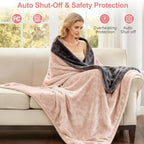 Eastsora Ribbed Plush Heated Blanket — Pink & gray, Single - 50" x 60" — image 6