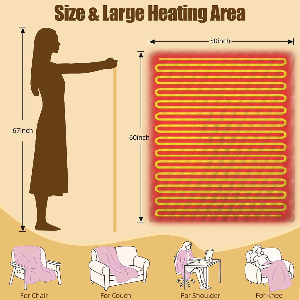 Eastsora Ribbed Plush Heated Blanket — White, Single - 50" x 60" — image 8