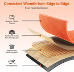 Eastsora Ribbed Plush Heated Blanket — Orange, Single - 50" x 60" — image 3
