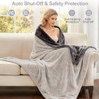 Eastsora Two-Tone Heated Blanket — Deep Gray & Light Gray, Single(50"x60") — image 5