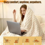 Eastsora Ribbed Plush Heated Blanket — White, Single - 50" x 60" — image 5