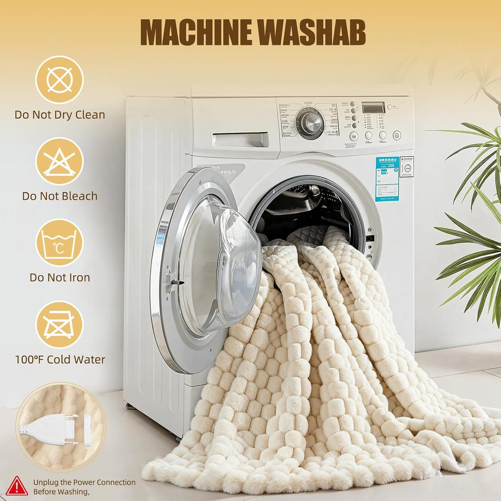 Eastsora Ribbed Plush Heated Blanket — White, Single - 50" x 60" — image 7