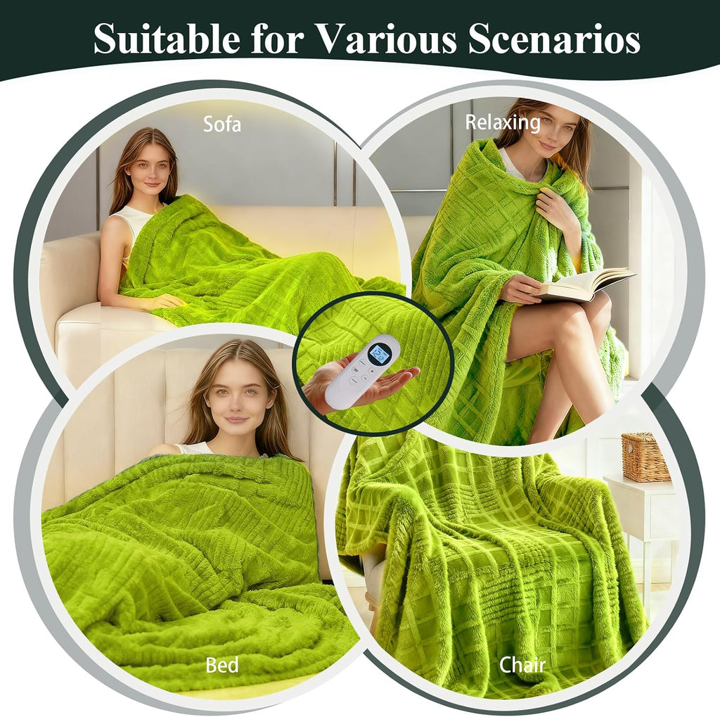 Eastsora Waffle Textured Heated Blanket — Tender Green, Single(50"x60") — image 6