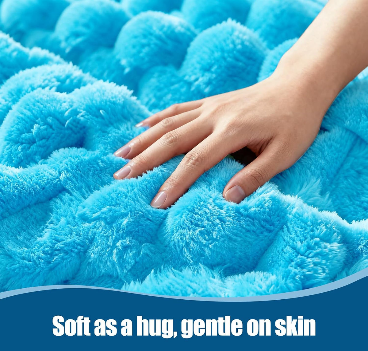 Eastsora Ribbed Plush Heated Blanket — Blue, Single - 50" x 60" — image 2