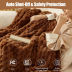 Eastsora Ribbed Plush Heated Blanket — Camel, Single - 50" x 60" — image 5