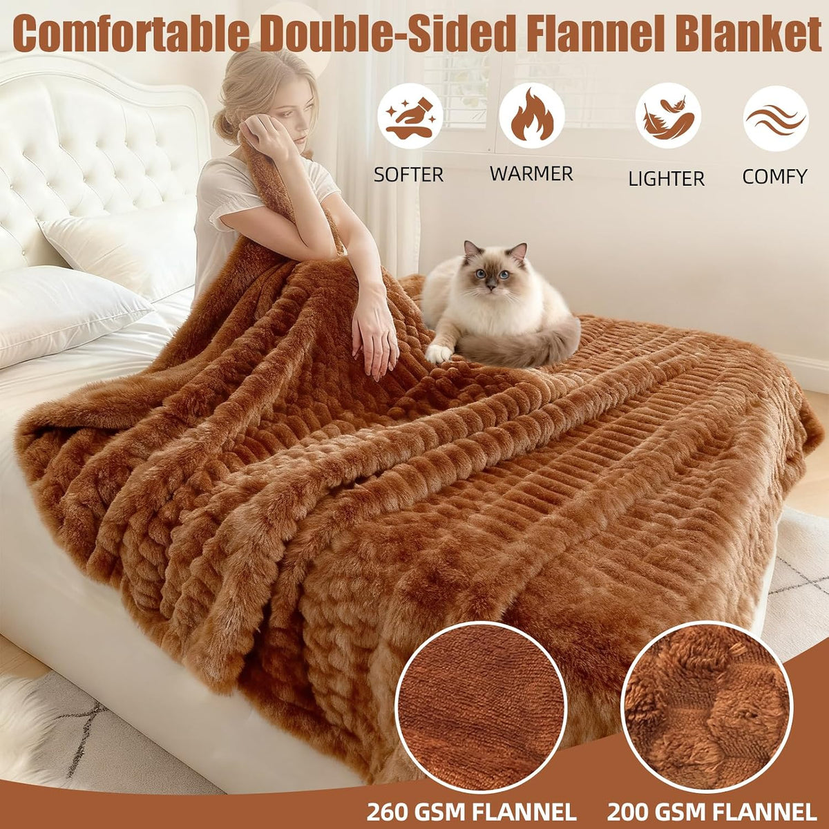 Eastsora Turtle Shell Textured Heated Blanket — Brown, Queen(84" x 90") — image 3