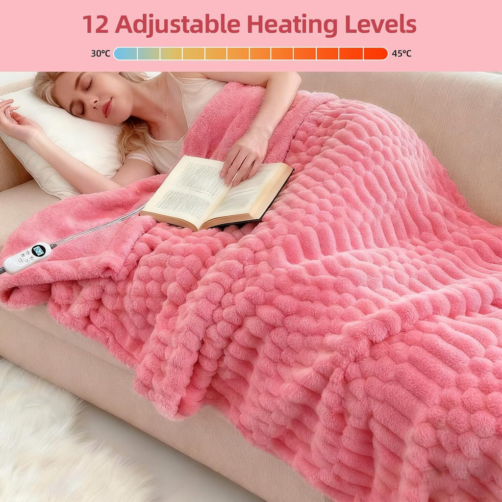 Eastsora Turtle Shell Textured Heated Blanket — Pink, Throw(50" x 60") — image 4