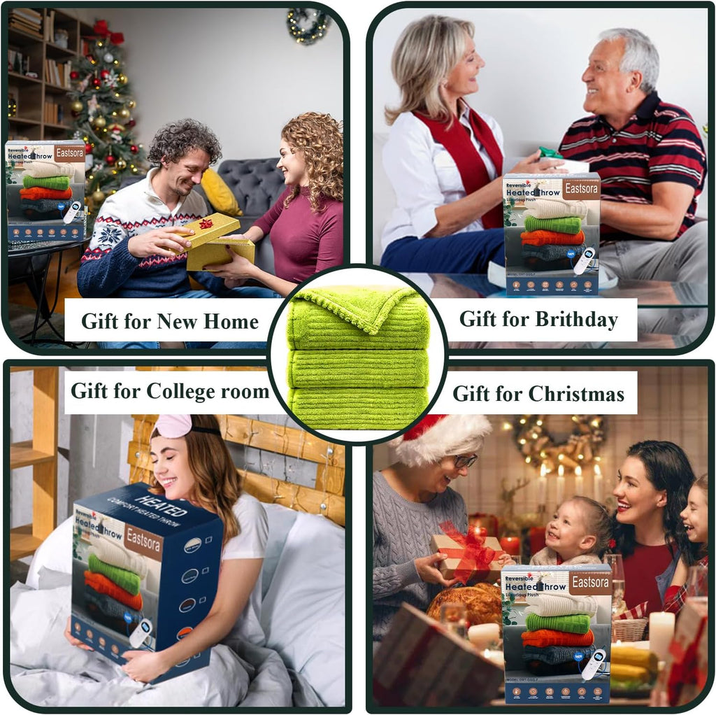 Eastsora Waffle Textured Heated Blanket — Tender Green, Single(50"x60") — image 7