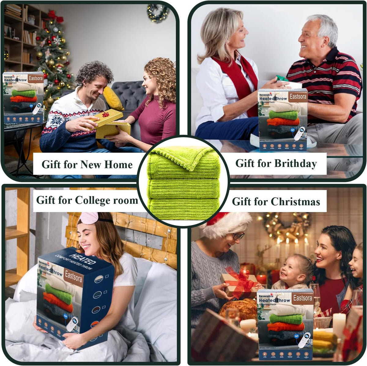 Eastsora Waffle Textured Heated Blanket — Tender Green, Single(50"x60") — image 7