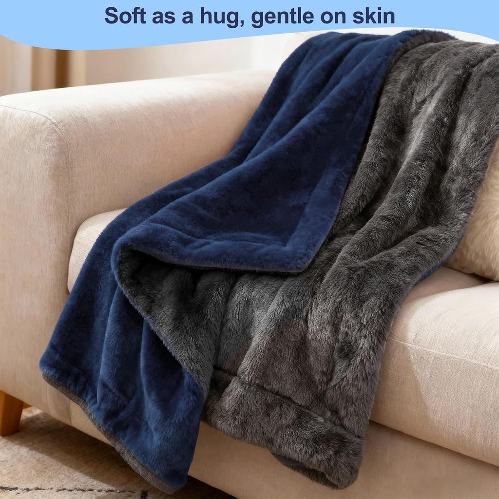 Eastsora Two-Tone Heated Blanket — Blue & Gray, Single(50"x60") — image 9