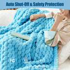 Eastsora Ribbed Plush Heated Blanket — Blue, Single - 50" x 60" — image 6