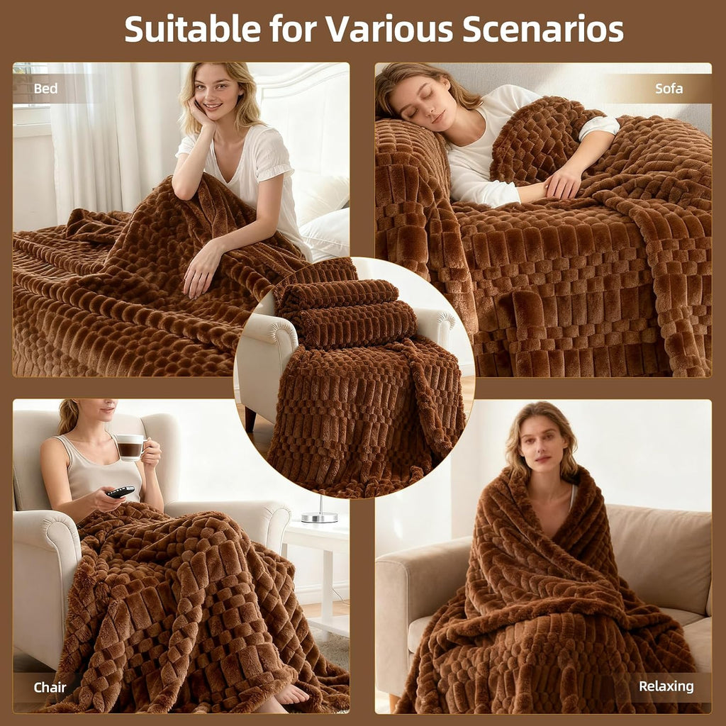 Eastsora Turtle Shell Textured Heated Blanket — Brown, Throw(50" x 60") — image 8