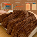 Eastsora Ribbed Plush Heated Blanket — Camel, Single - 50" x 60" — image 4